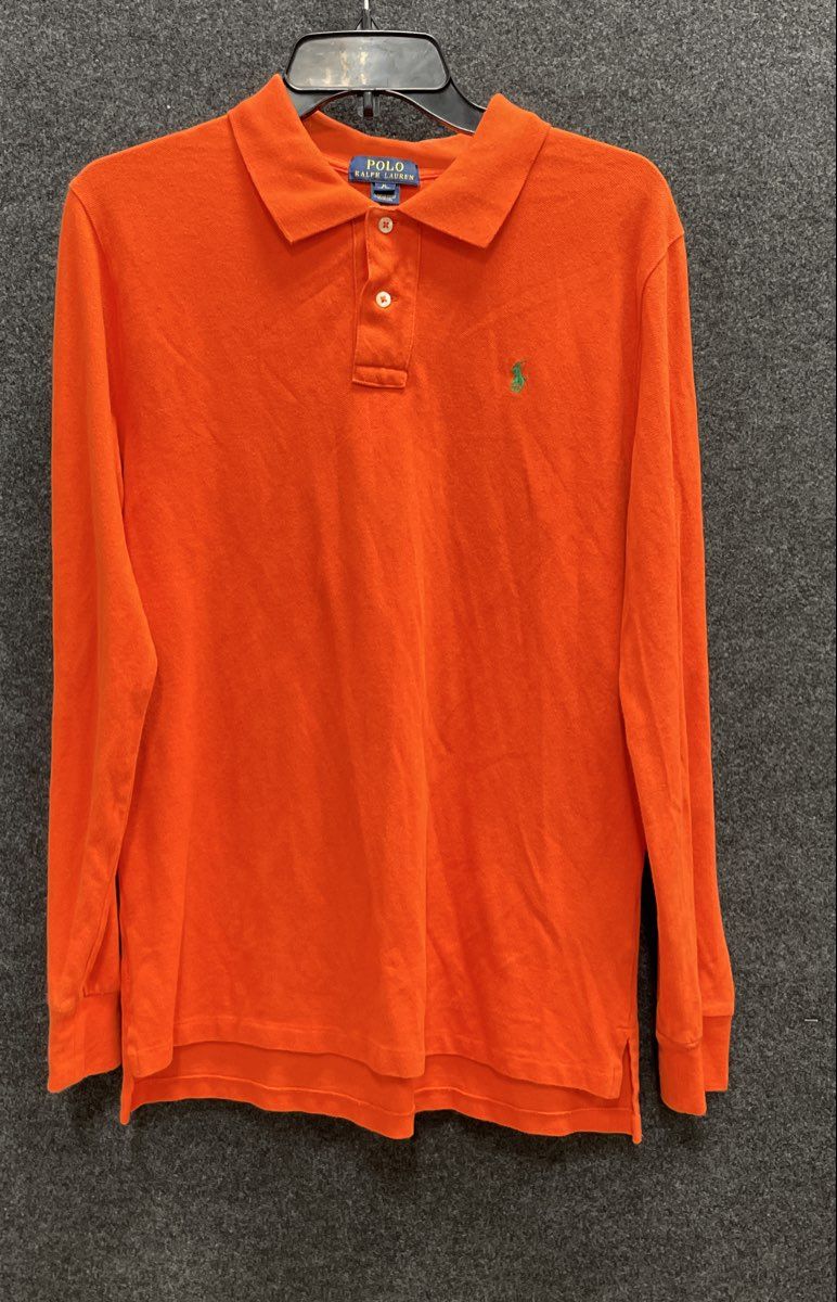 Polo Ralph Lauren Boys' Long Sleeve Polo Shirt Orange Green Pony Sz XL 18-20