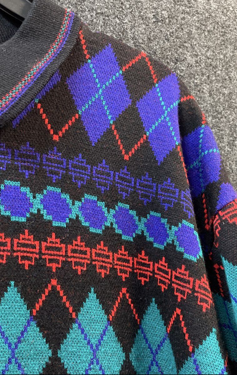 Vintage 90s Donnkenny Classics Women's Argyle Geometric Sweater Sz 1X