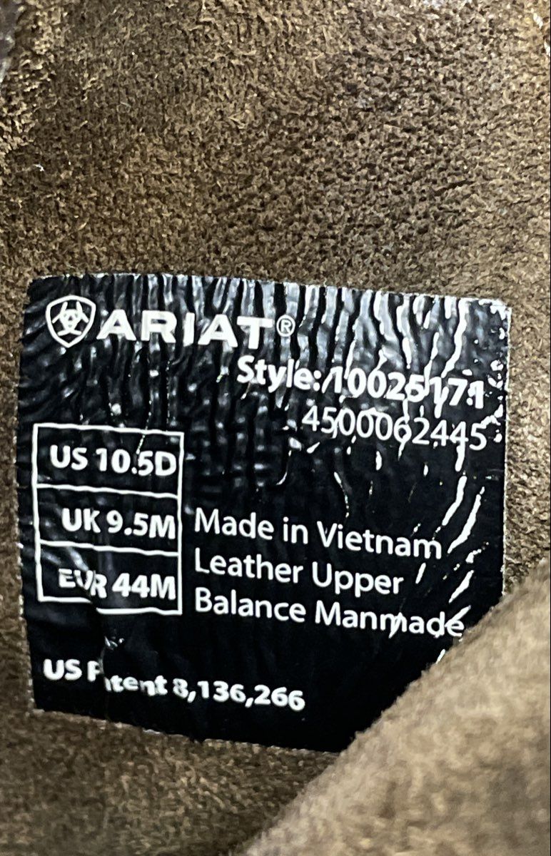 Ariat Groundbreaker Square Toe Brown Leather Western Work Boots Size 10.5 D