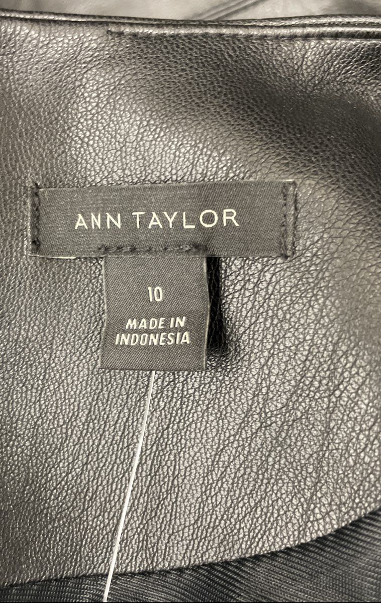 Ann Taylor Women's Black Faux Leather Cap Sleeve Sheath Dress Sz 10 NWT