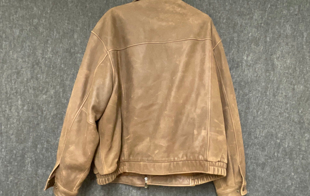 Croft & Barrow Men's Brown Leather Bomber Jacket Distressed Full Zip Sz XL
