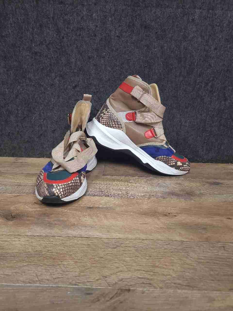 Vinci Multi-Color Snakeskin Leather High Top Sneakers Women's Size 38