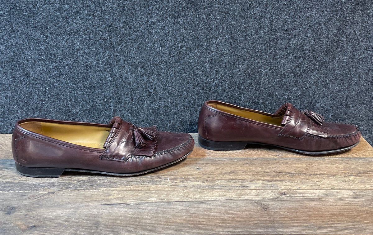 Johnston & Murphy Aristocraft Burgundy Leather Tassel Kiltie Loafers Size 12M