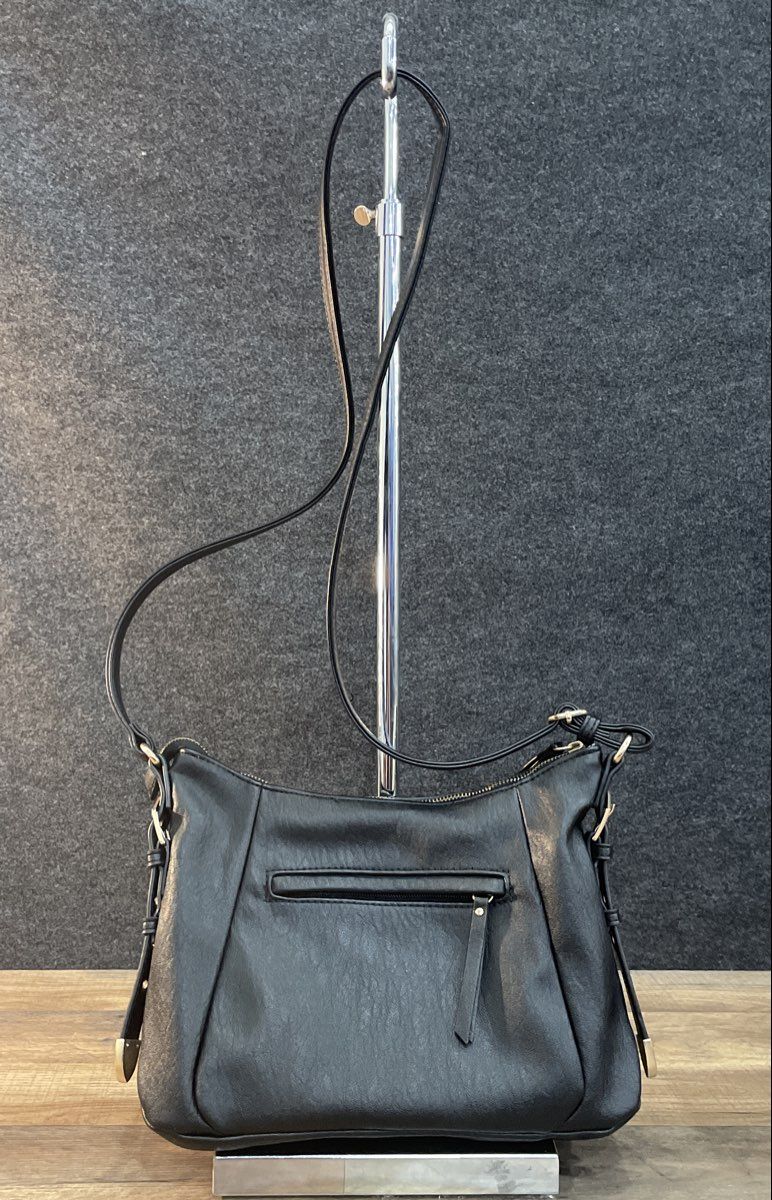 Jessica Simpson Black Faux Leather Shoulder Bag Crossbody Gold Hardware