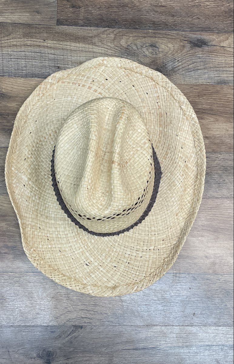 J Hats Unisex Straw Cowboy Hat Natural Tan Ventilated Braided Band OSFM