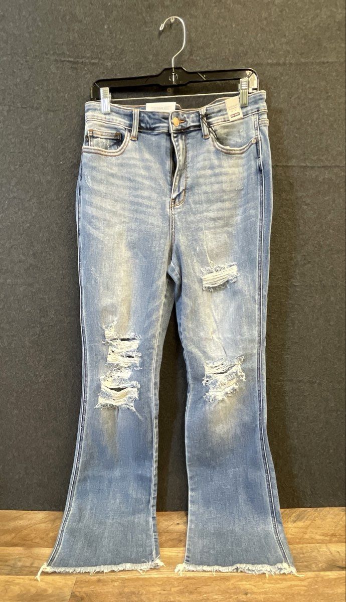 Judy Blue Women's Light Wash High Waist Distressed Boot Cut Jeans Sz 13/31 NWT
