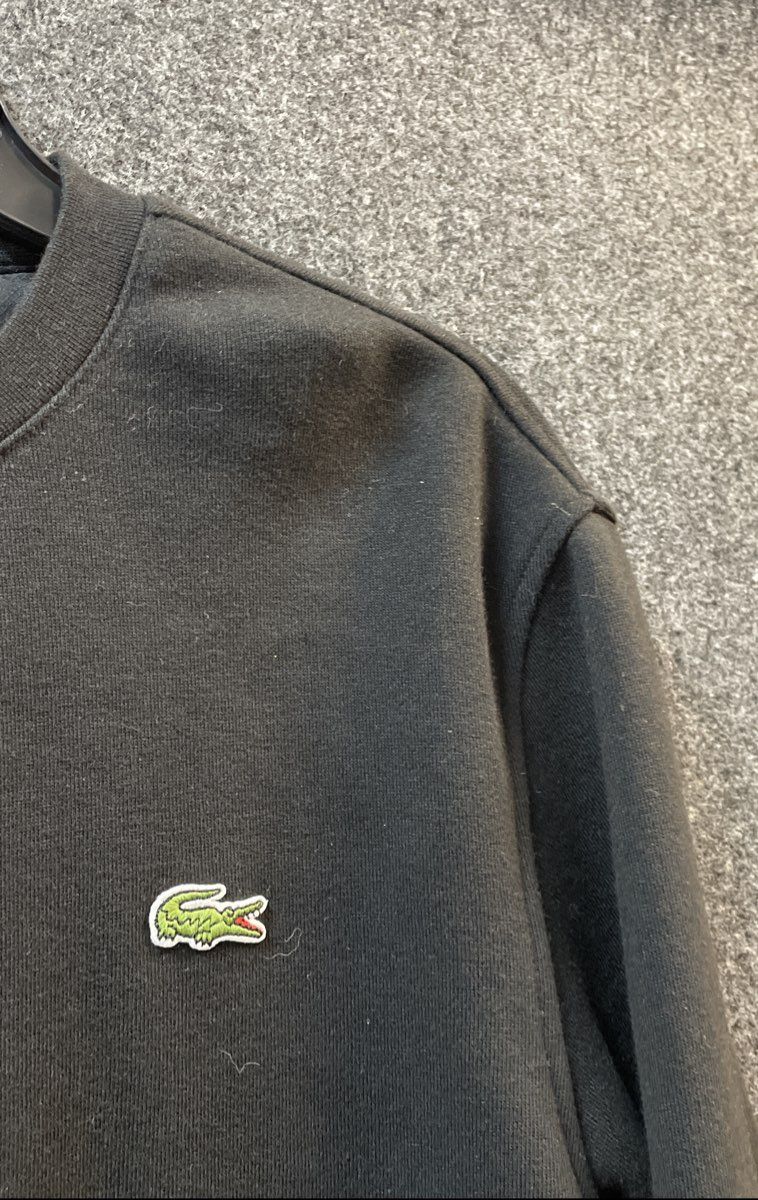 Lacoste Men's Black Classic Fit Cotton Blend Logo Pullover Sweatshirt Sz L