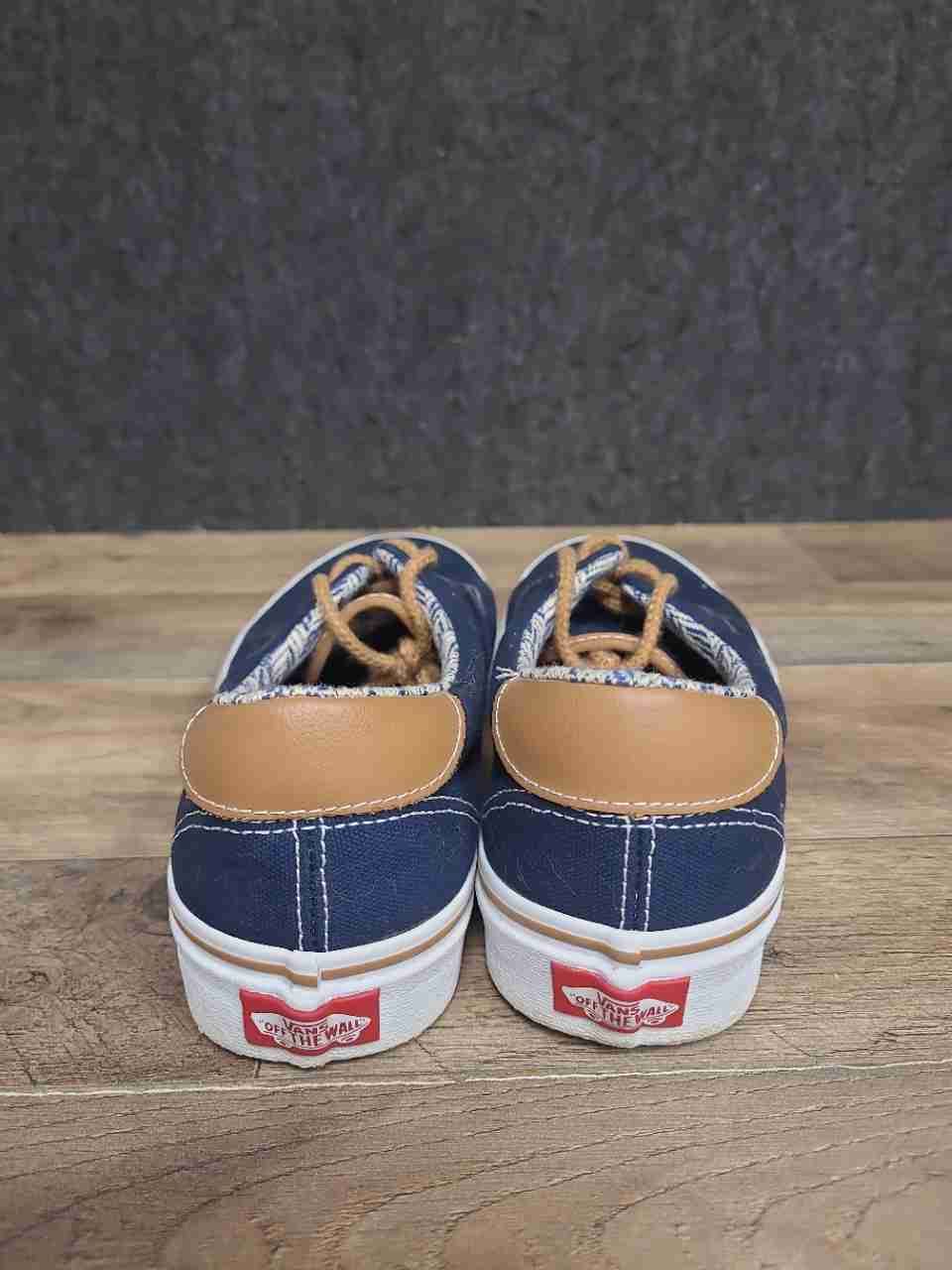 Vans Era 59 Navy Blue Tan Leather Accents Skate Shoes Size Men 7.5 Women 9