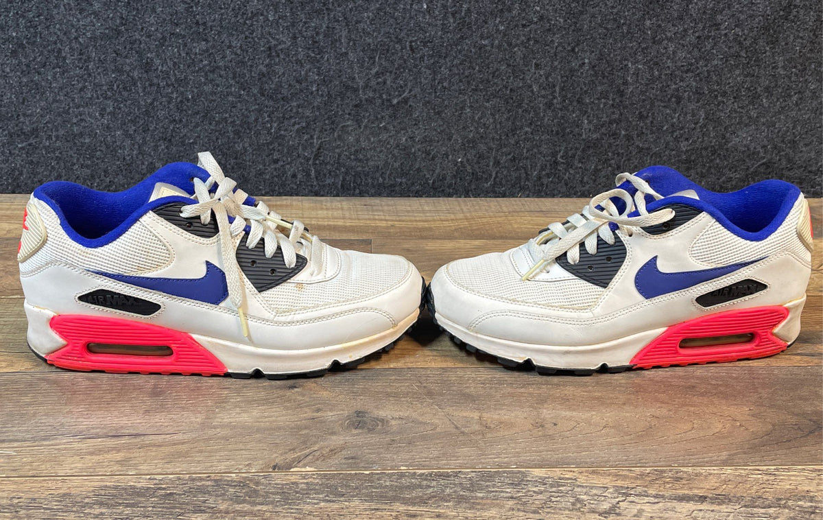 Nike Air Max 90 Essential White Deep Royal Blue Hyper Pink Size 8
