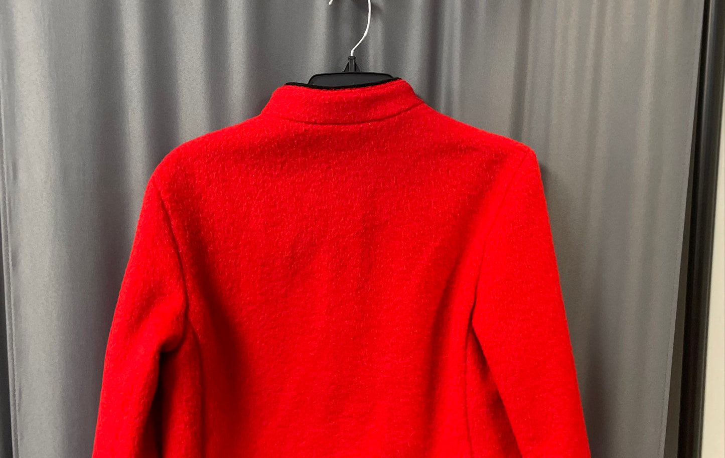Vintage 90s Women's Red Wool Mandarin Collar Toggle Button Car Coat Sz S/M