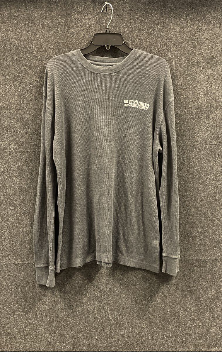 Ecko Unltd Men's Grey Long Sleeve Thermal Waffle Knit Rawthentic Shirt Sz XL