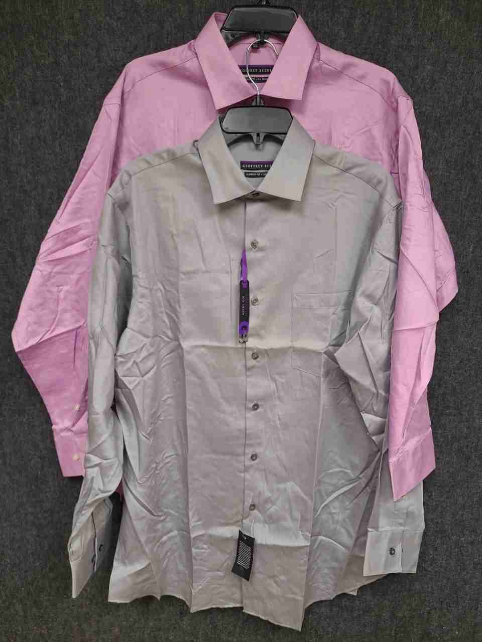 Geoffrey Beene Men's Dress Shirt Lot of 2 Pink Grey No Iron Classic Fit Sz 16.5