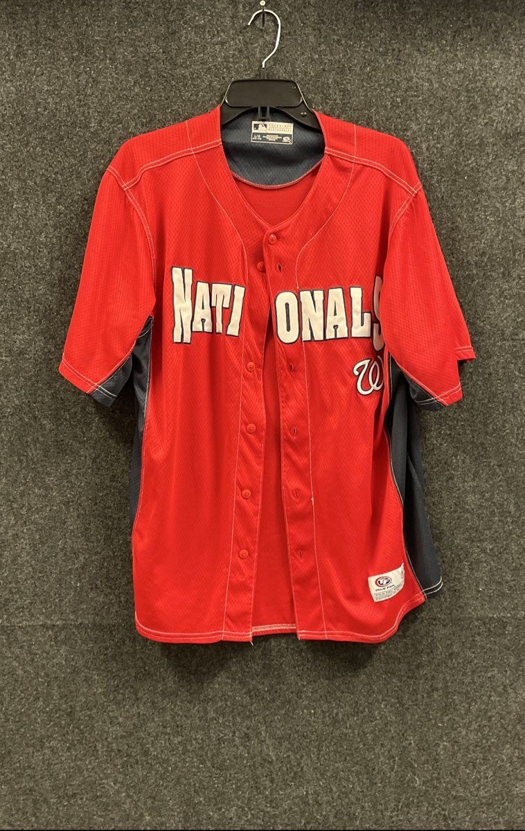 MLB Genuine Merchandise Men's Washington Nationals Baseball Jersey Red Mesh Sz L