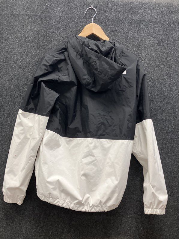 The North Face Men's Windbreaker Jacket Black White Colorblock Hooded Sz S
