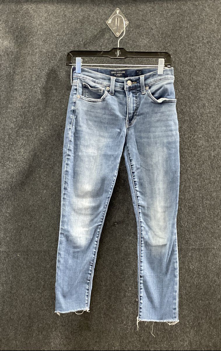 Lucky Brand Women's Blue Medium Wash Raw Hem Skinny Jeans Sz 4/27 Regular