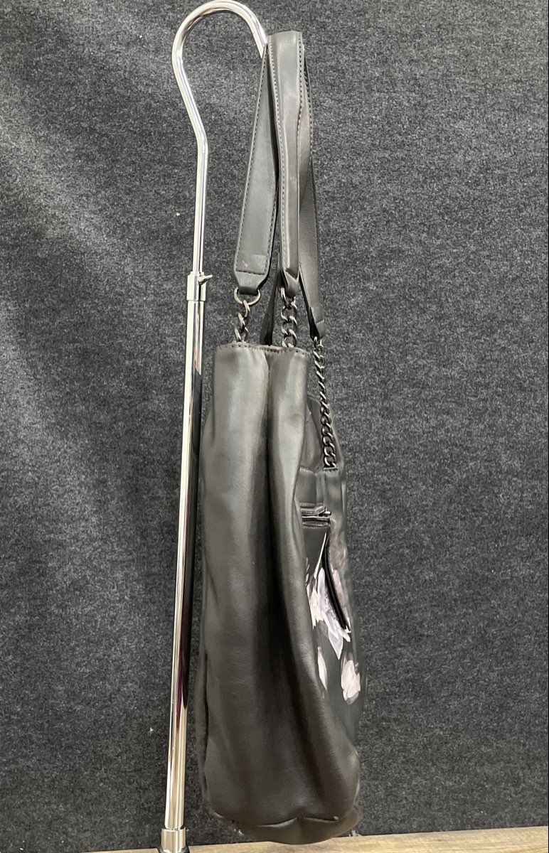 Simply Vera Vera Wang Black Floral Leather Large Tote Bag Gunmetal Hardware