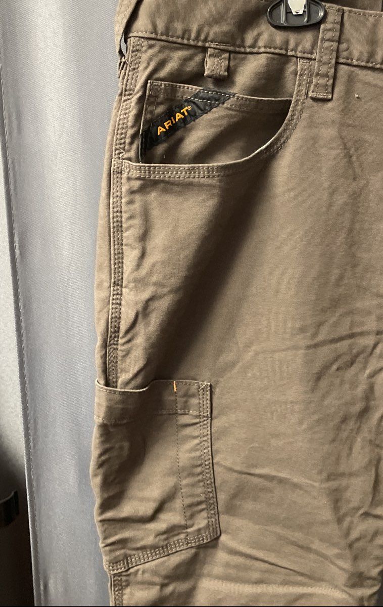 Ariat Men's Brown Rebar M4 Relaxed Straight Canvas Utility Work Pants Sz 38x32