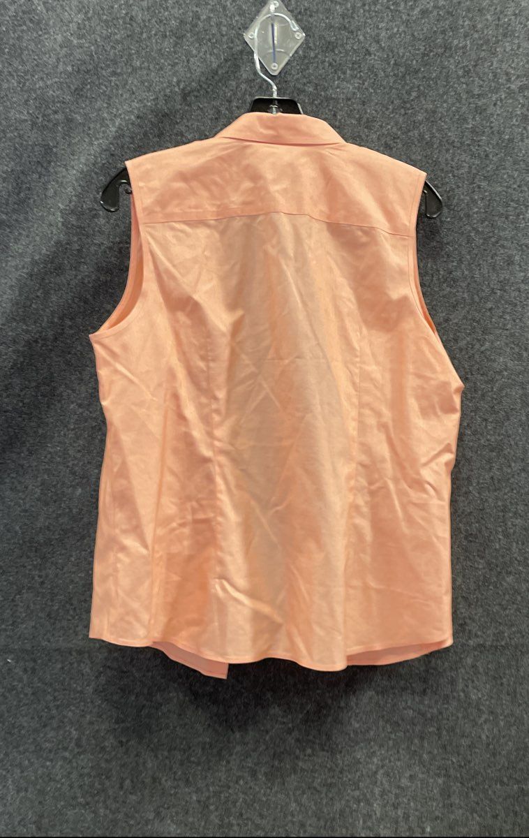Talbots Women's Sleeveless Button Down Shirt Orange Wrinkle Resistant Sz 14P