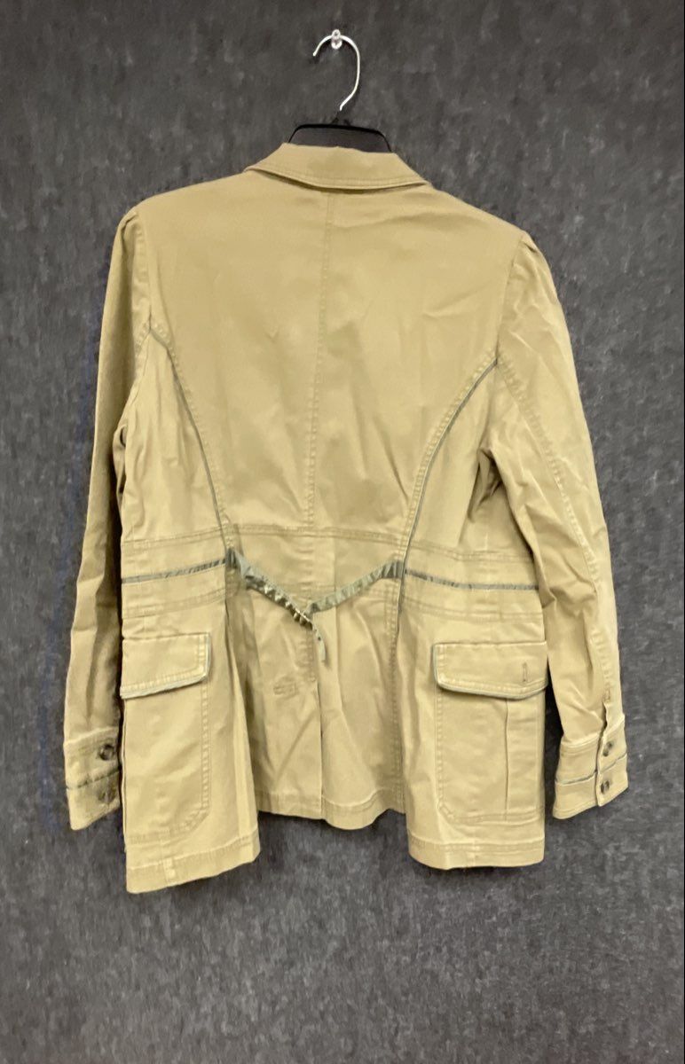 White House Black Market Women's Khaki Utility Field Jacket Button Front Sz 12