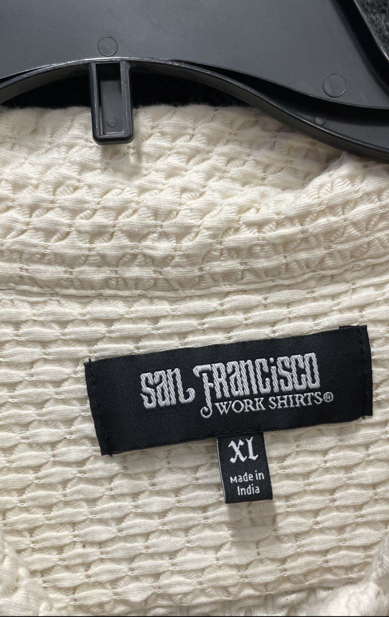 San Francisco Work Shirts Men's Cream Textured Whiskey Glasses Shirt Sz XL