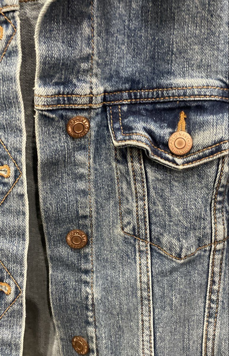 Old Navy Women's Medium Wash Blue Denim Trucker Jacket Size M Stretch