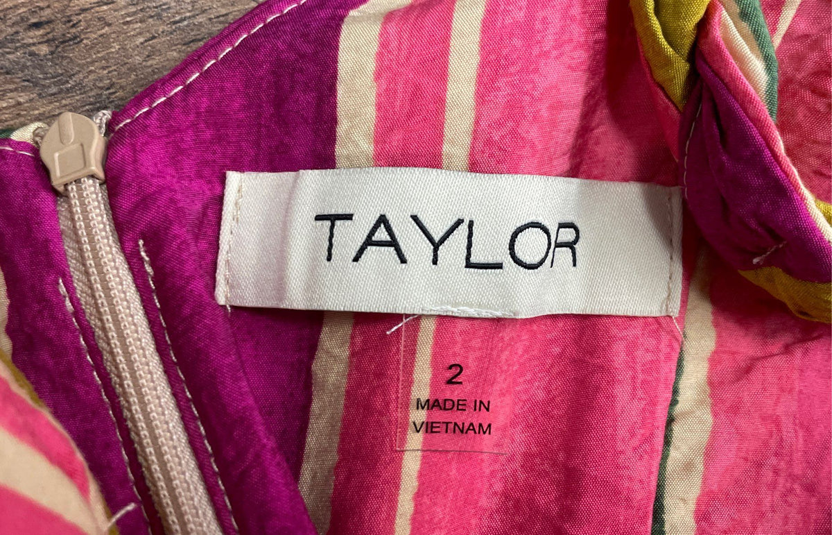 Taylor Women's Tiered Maxi Dress Multicolor Striped V-Neck Sleeveless Size 2