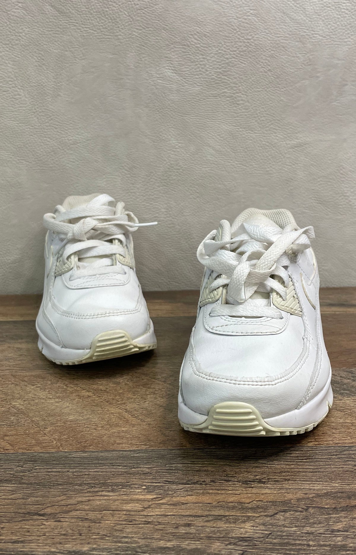 Nike Air Max 90 PS Triple White Low Top Sneakers Size 3Y