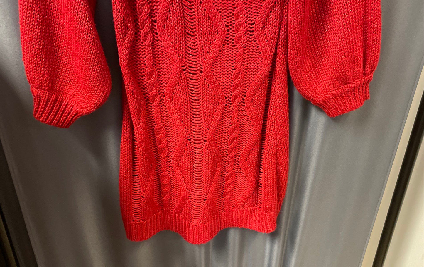Arden B. Women's Red Cowl Neck Cable Knit Lurex Sparkle Sweater Dress Sz S