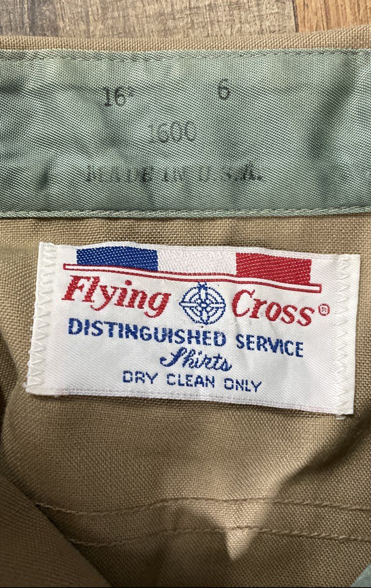 Vintage 90s Flying Cross Men's Tan Khaki USMC Approved Wool Blend Shirt Sz 16