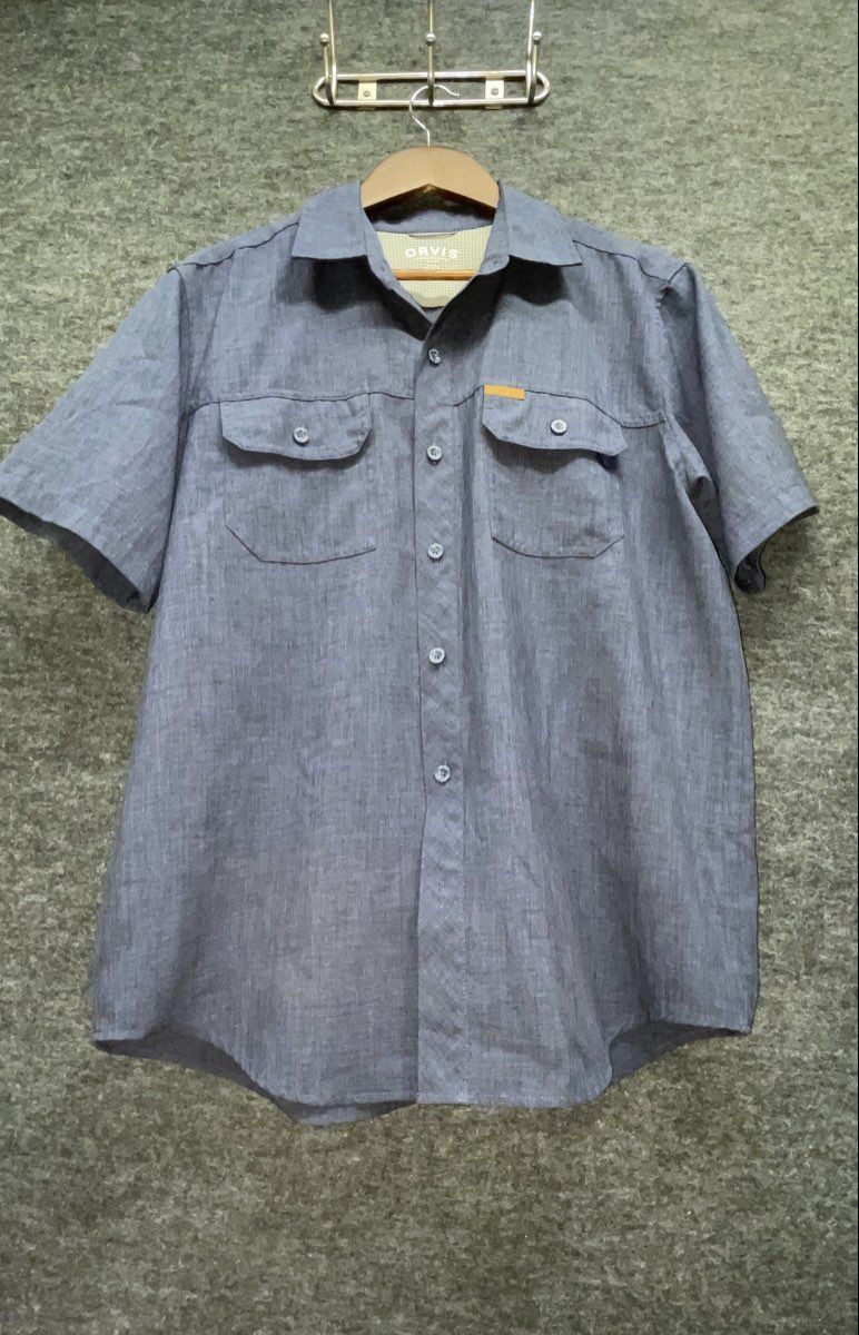 Orvis Men's Blue Classic Collection Tech Short Sleeve Outdoor Shirt Sz M