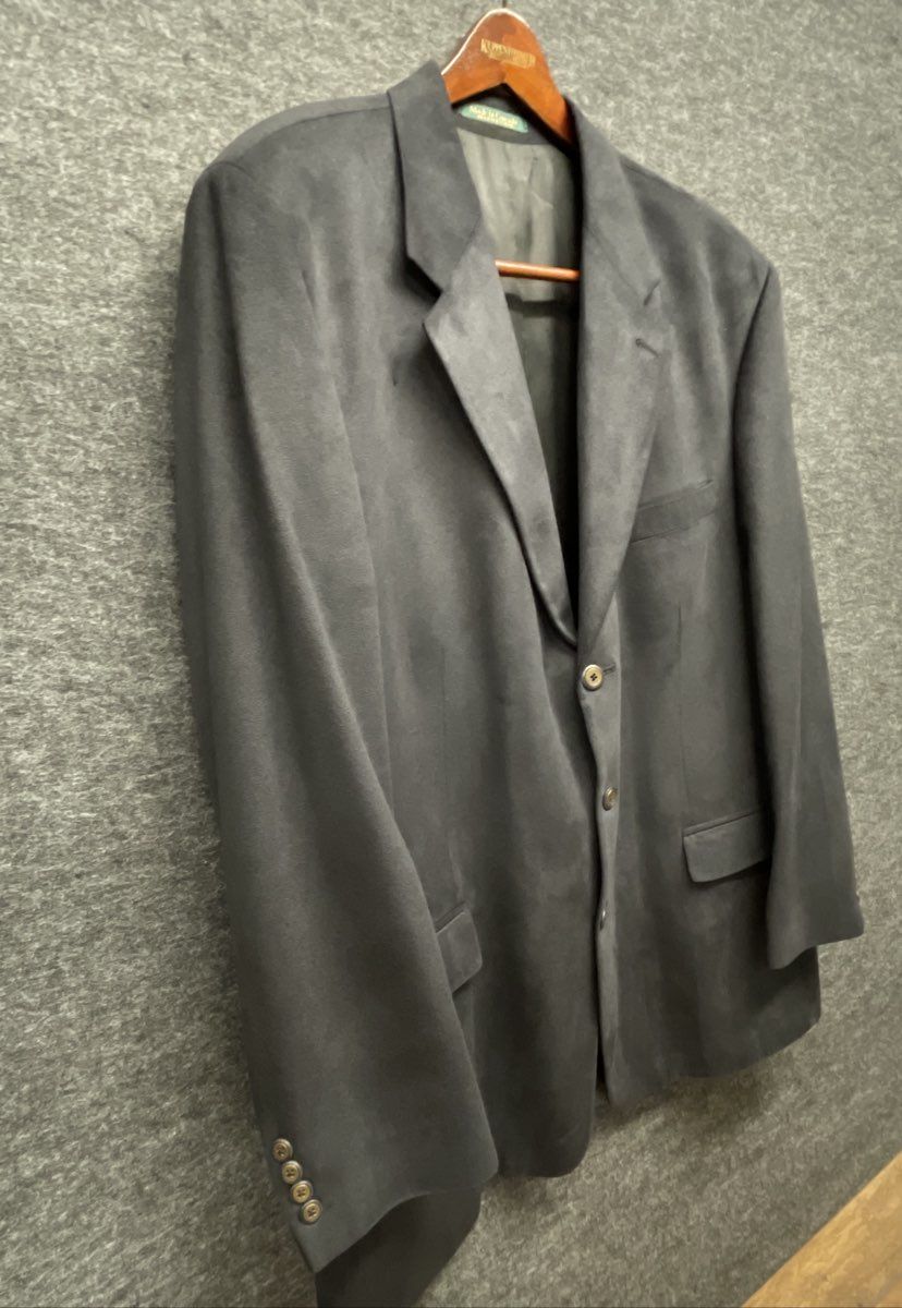 Lord & Taylor Men's Blazer Sports Coat Charcoal Faux Suede 3-Button Sz 48T
