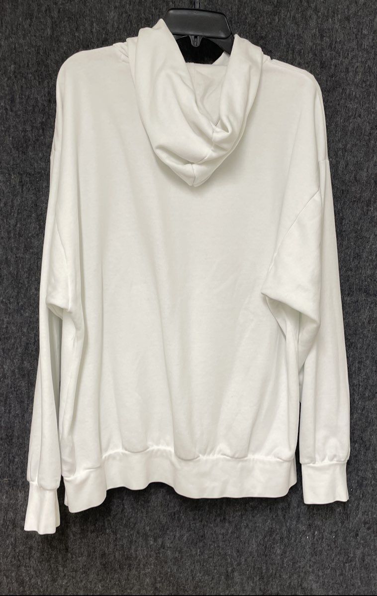 Adidas Men's Essentials Feel Cozy Fleece Hoodie White Center Logo Pullover Sz XL