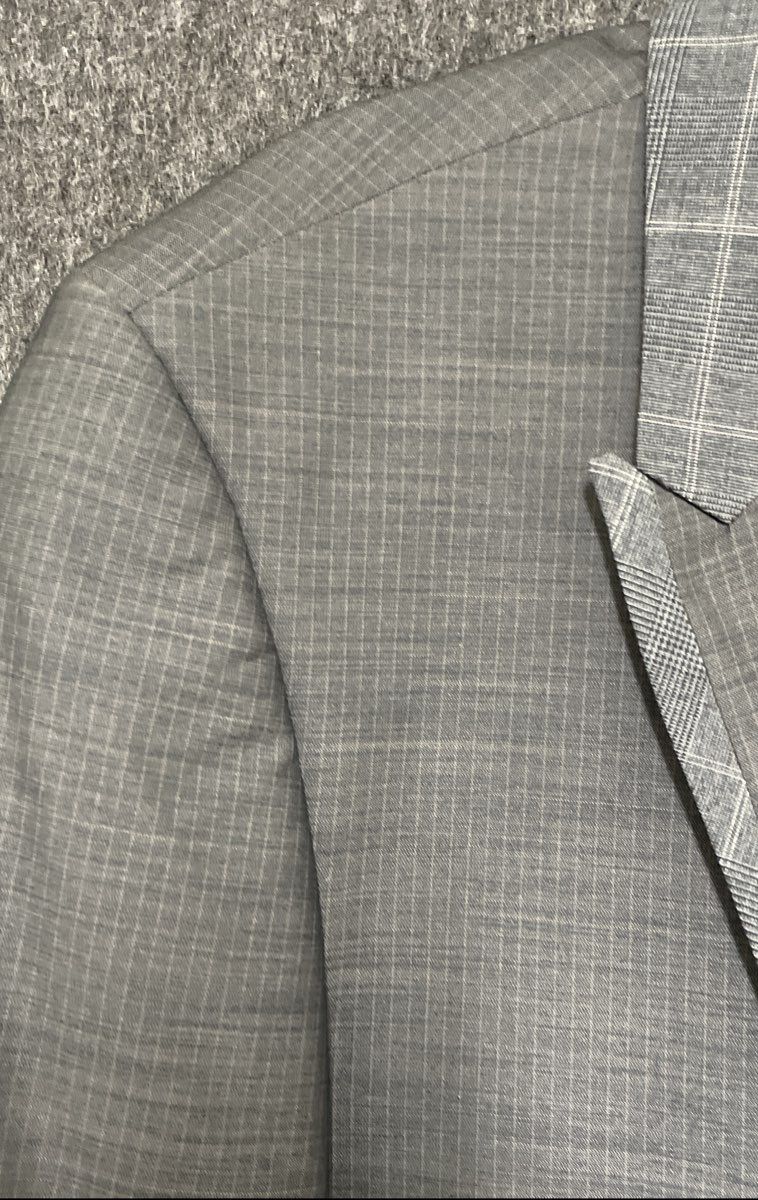 Stacy Adams Men's Gray Grid Check Two-Piece Suit Contrasting Lapel Sz 44L