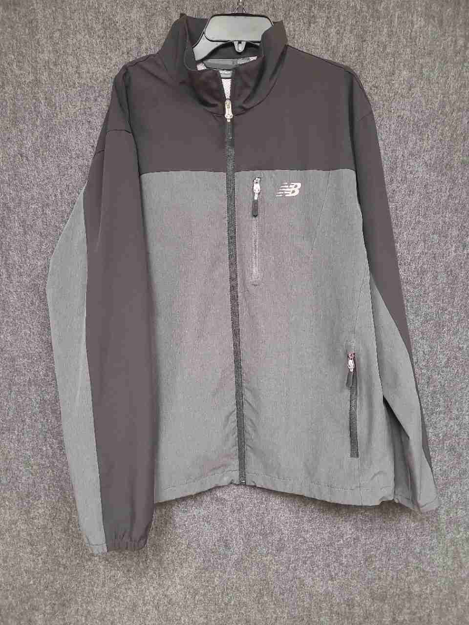 New Balance Men's Gray Black Softshell Full Zip Mock Neck Jacket Sz M