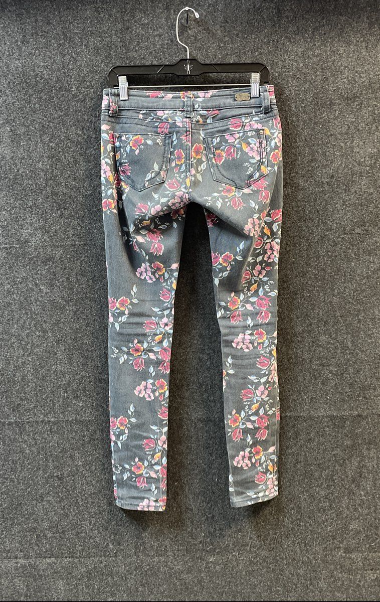1st Kiss Women's Gray Floral Print Cotton Stretch Skinny Pants Sz 1