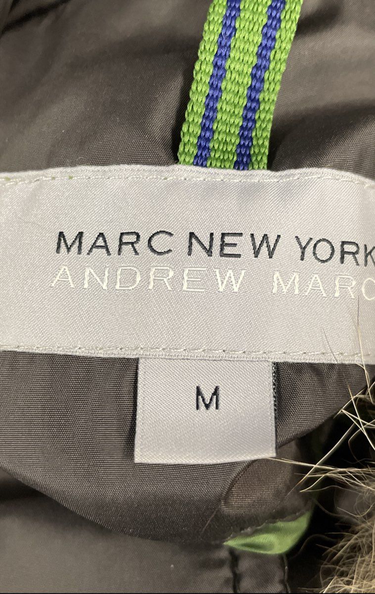 Marc New York Women's Gray Quilted Puffer Coat Fur Trim Hooded Jacket Size M