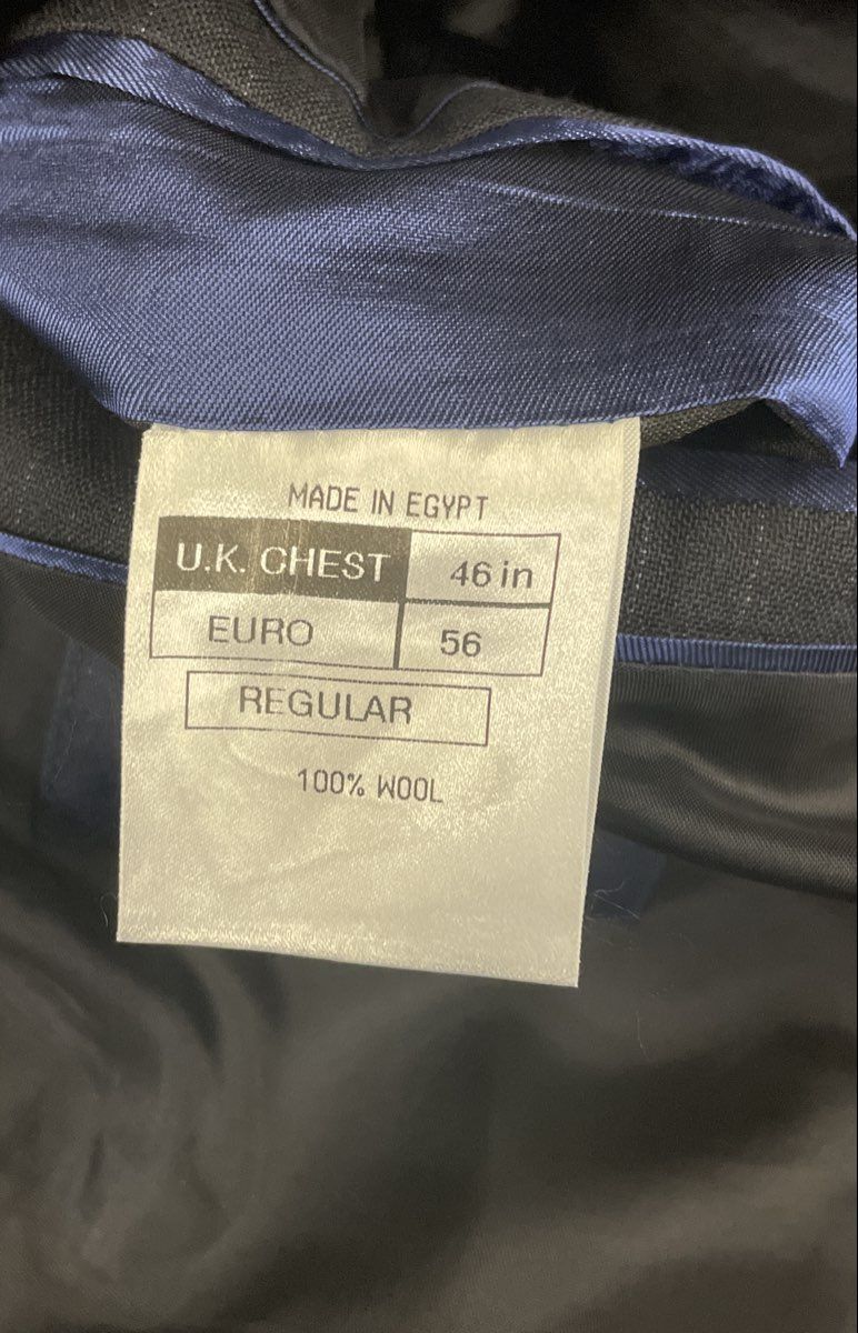 Alexandre Men's Navy Pinstripe 100% Wool Suit Jacket 46R Pleated Pants 40R