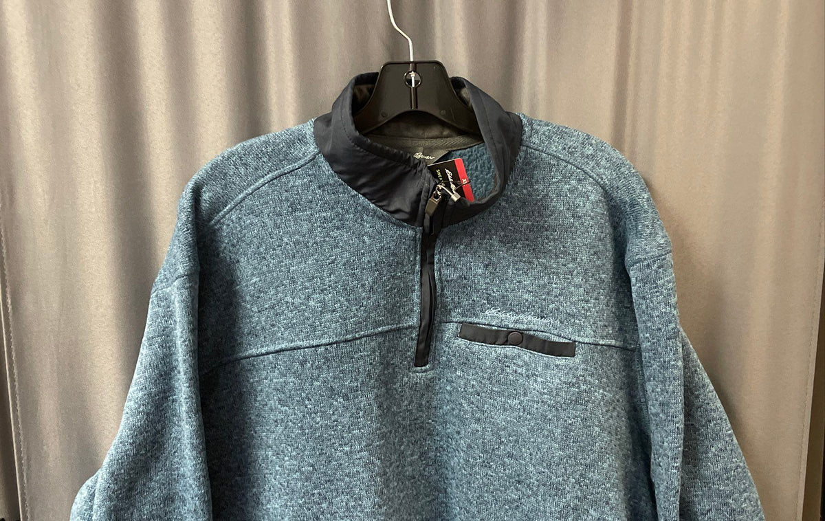 Eddie Bauer Men's Blue Twilight Heather Sweater Fleece 1/4 Zip Pullover NWT XL