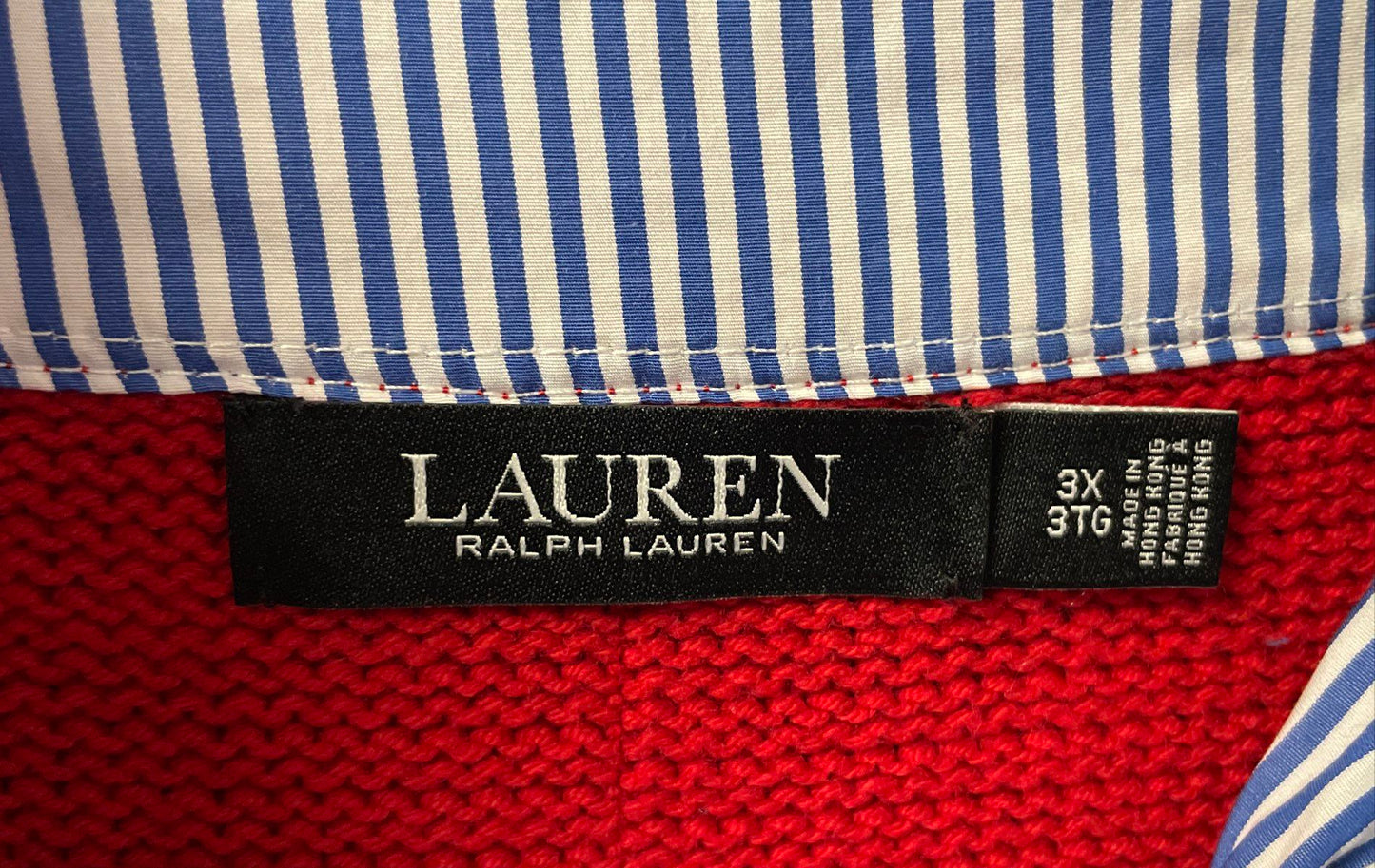 Lauren Ralph Lauren Women's Red Sweater Faux Layered Shirt Collar Hem Sz 3XL