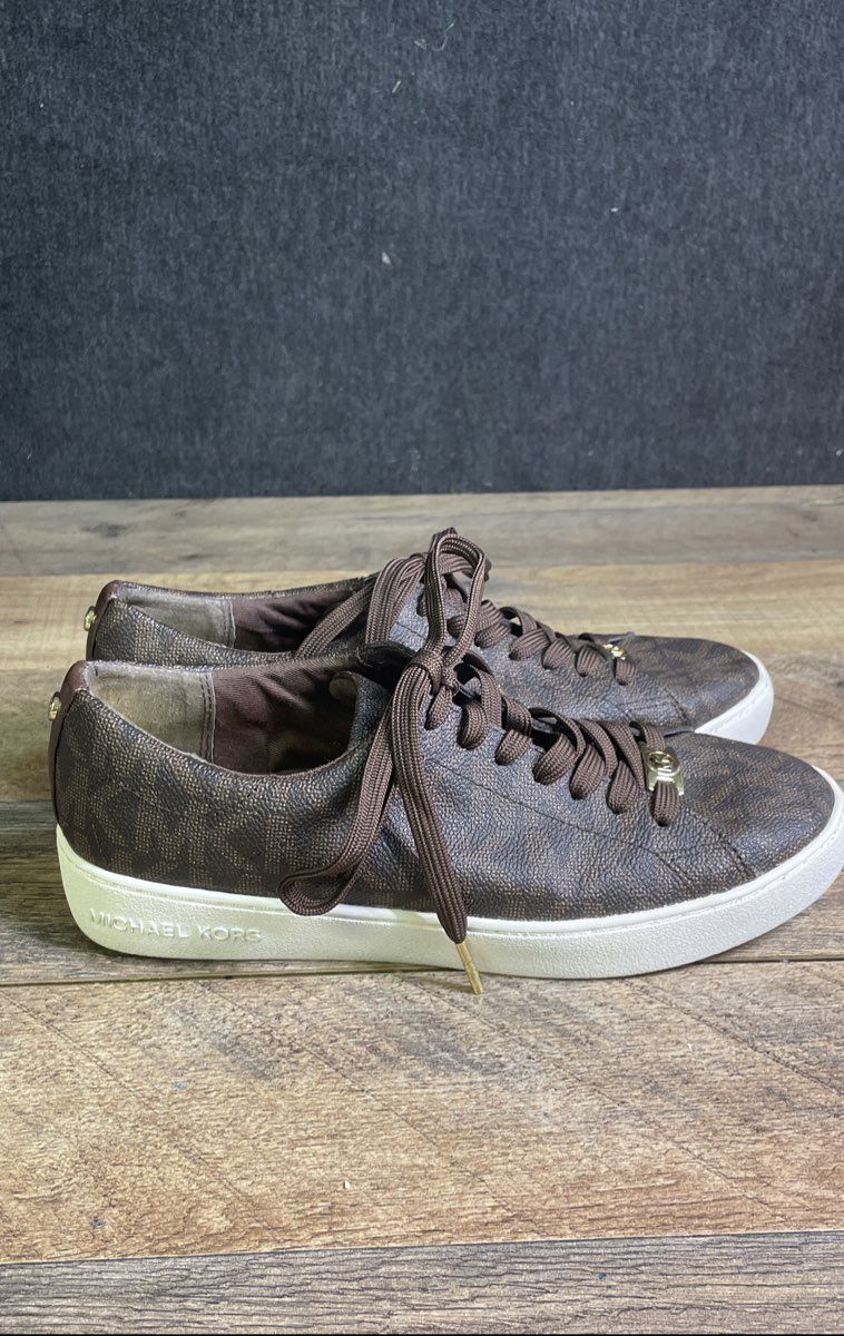 Michael Kors Keaton Brown Logo Lace Up Sneakers Women's Size 7