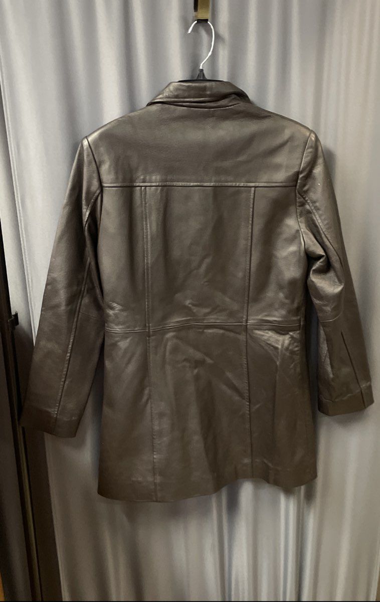 Vintage 90s Y2K Clueless Women's Black Long Genuine Leather Button Jacket Sz M