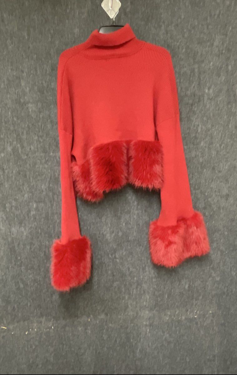 Fashion Nova Women's Red Two Piece Faux Fur Maxi Dress Set Size 2X