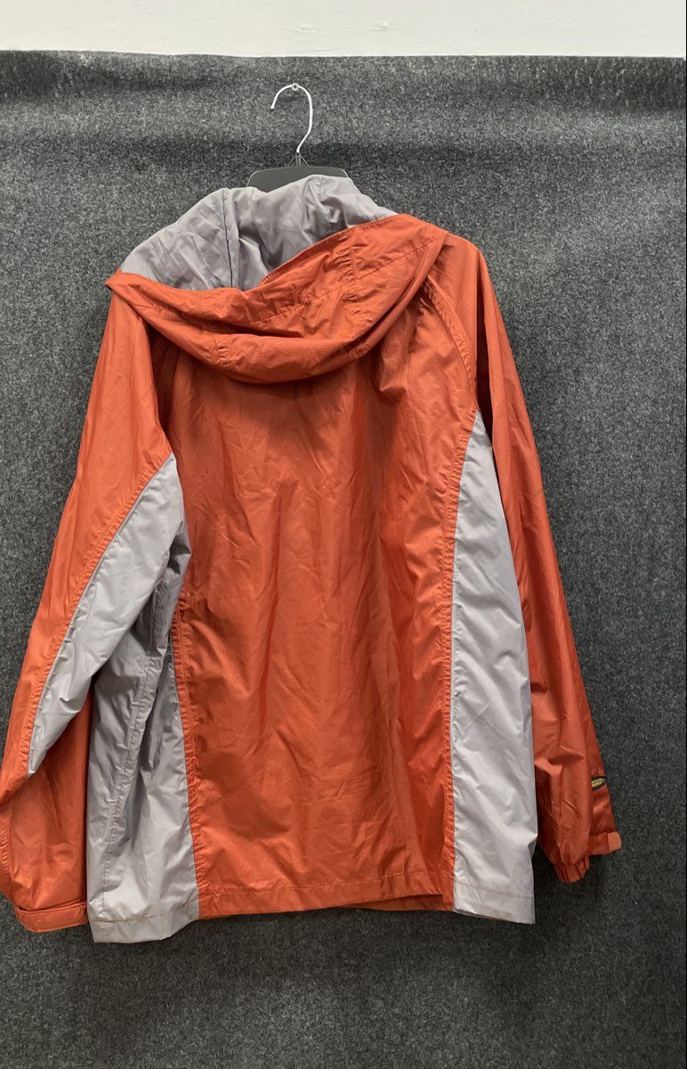Sterns Men's DryWear Windbreaker Rain Jacket Hooded Orange Gray Size L
