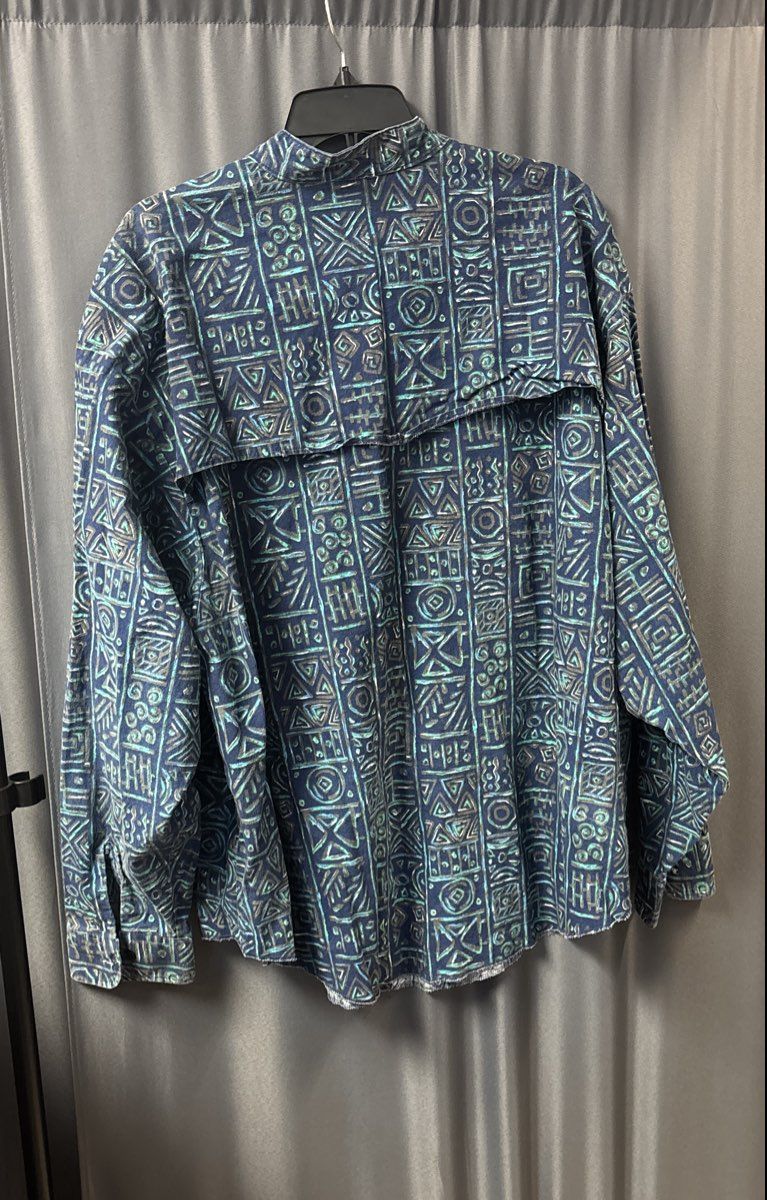 Vintage 90s Panhandle Slim Aztec Geometric Western Shirt USA Sz XXL