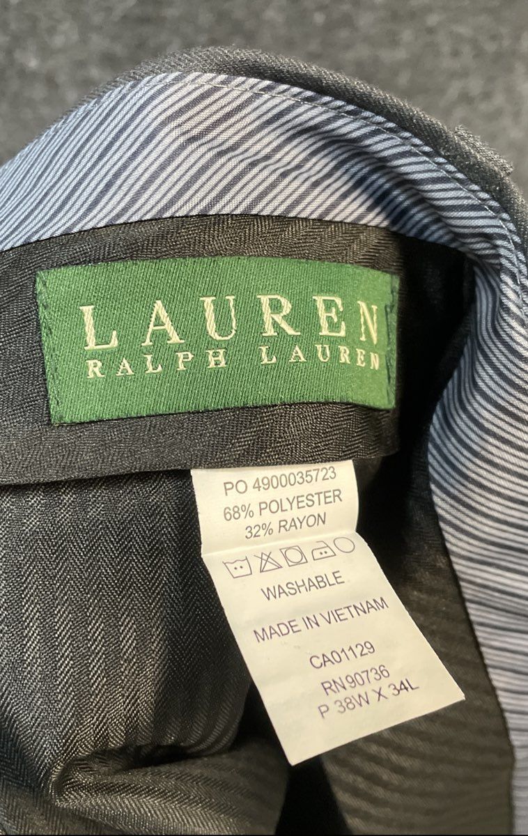 Lauren Ralph Lauren Men's Light Grey Pleated Cuffed Dress Pants Sz 38x34 NWT