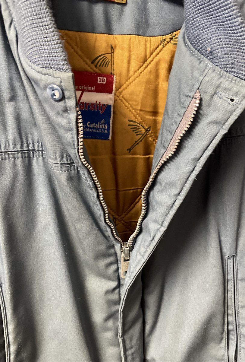 Vintage 70s Varsity by Catalina Blue Quilted Lined Derby Jacket Sz 38 USA