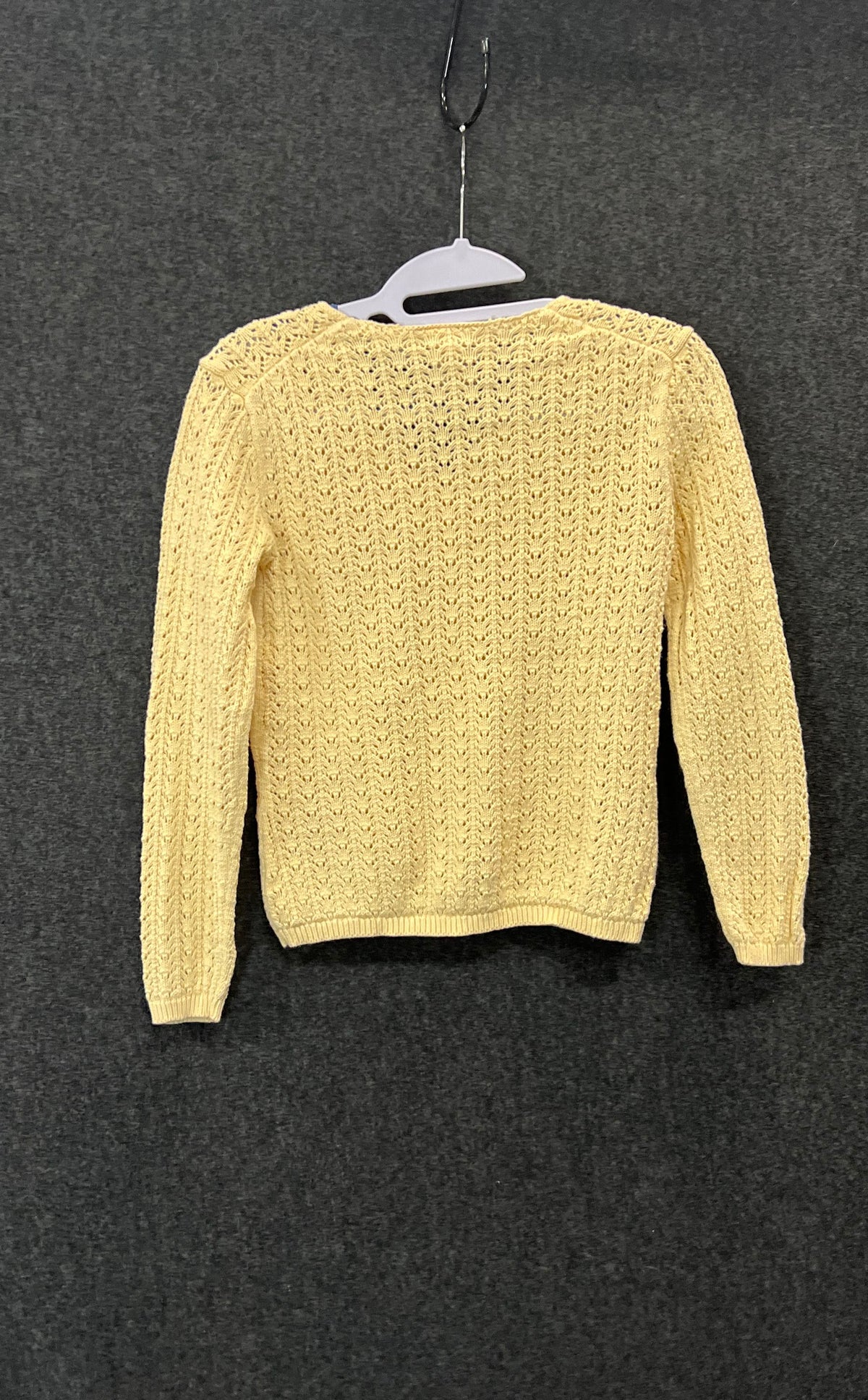 Talbots Women's Vintage 90s Yellow Open Knit Cotton V-Neck Sweater Sz Petite P