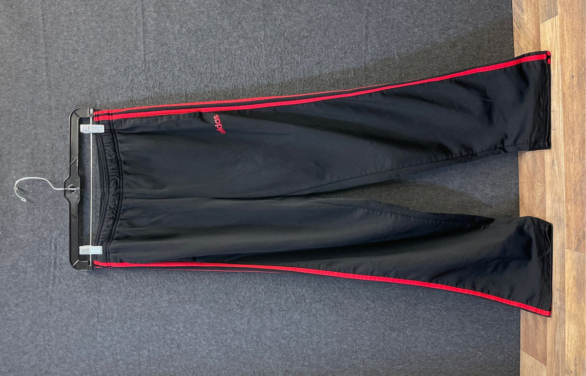 Adidas Men's Black Red 3-Stripes Track Pants Recycled Polyester Sz M