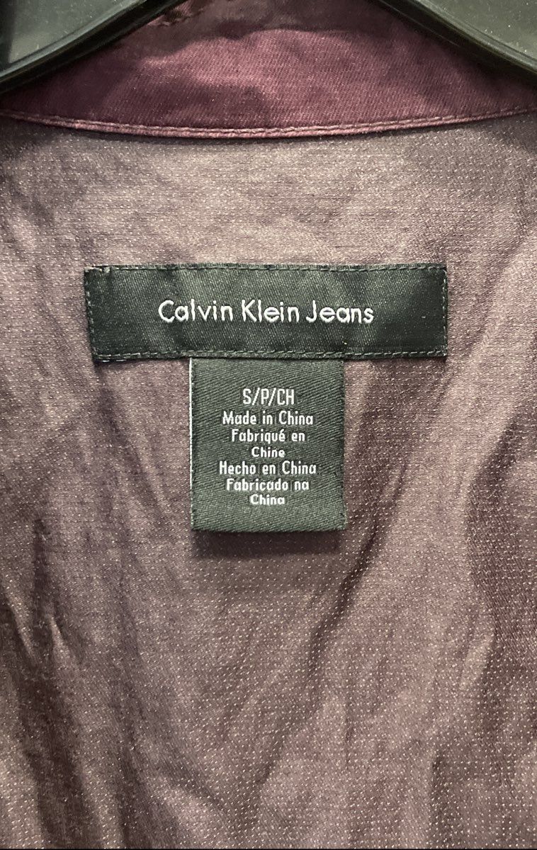 Calvin Klein Jeans Women's Purple Lightweight Flared Hem Button Front Coat Sz S