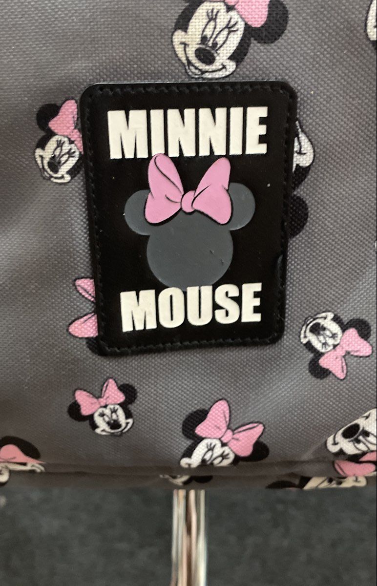 Disney Baby Grey Minnie Mouse Pattern Diaper Bag Backpack Multi-Pocket Travel